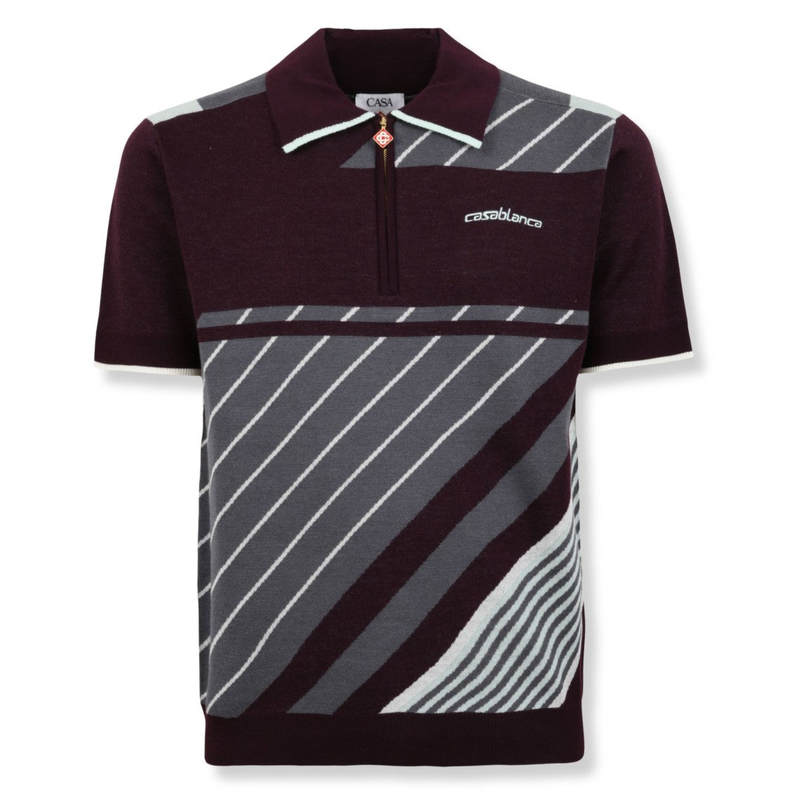 Casablanca Diagonal Stripe Tennis Polo