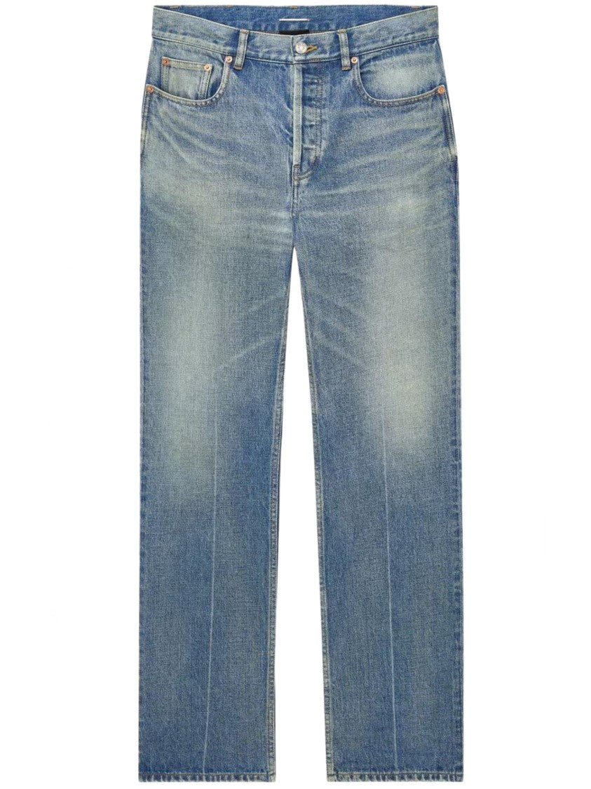 Saint Laurent Relaxed Tapered Fit Jeans With Classic Five-Pocket Design