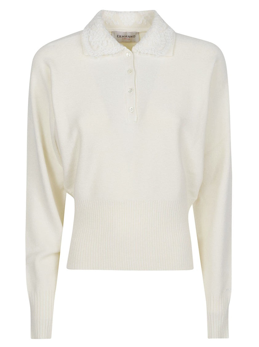 Ermanno Firenze Long Sleeve Polo Neck Viscose-Blend Sweater