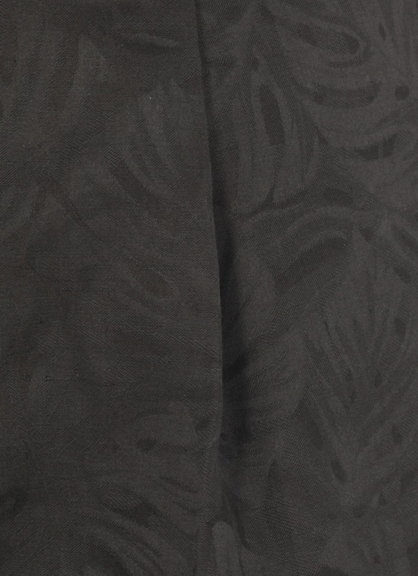 Pt Torino Palazzo Pants In Black Linen And Cotton With Floral Pattern