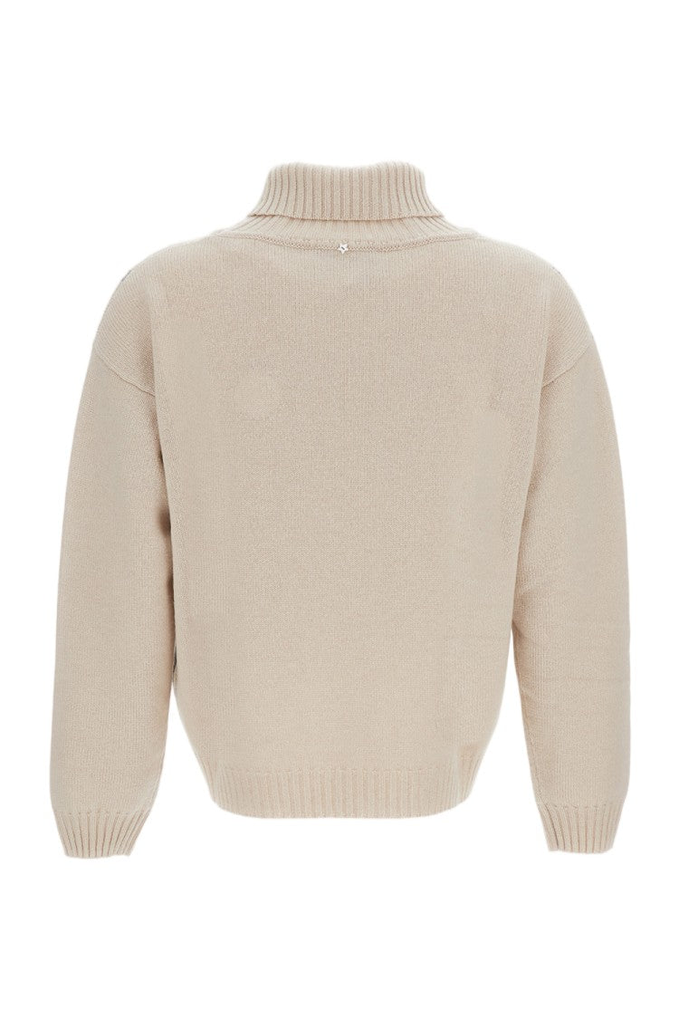 Lorena Antoniazzi Cropped Beige Argyle Pattern Sweater