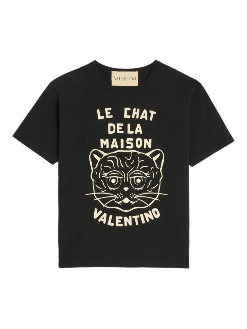 Valentino Graphic Cat Face Black T-Shirt