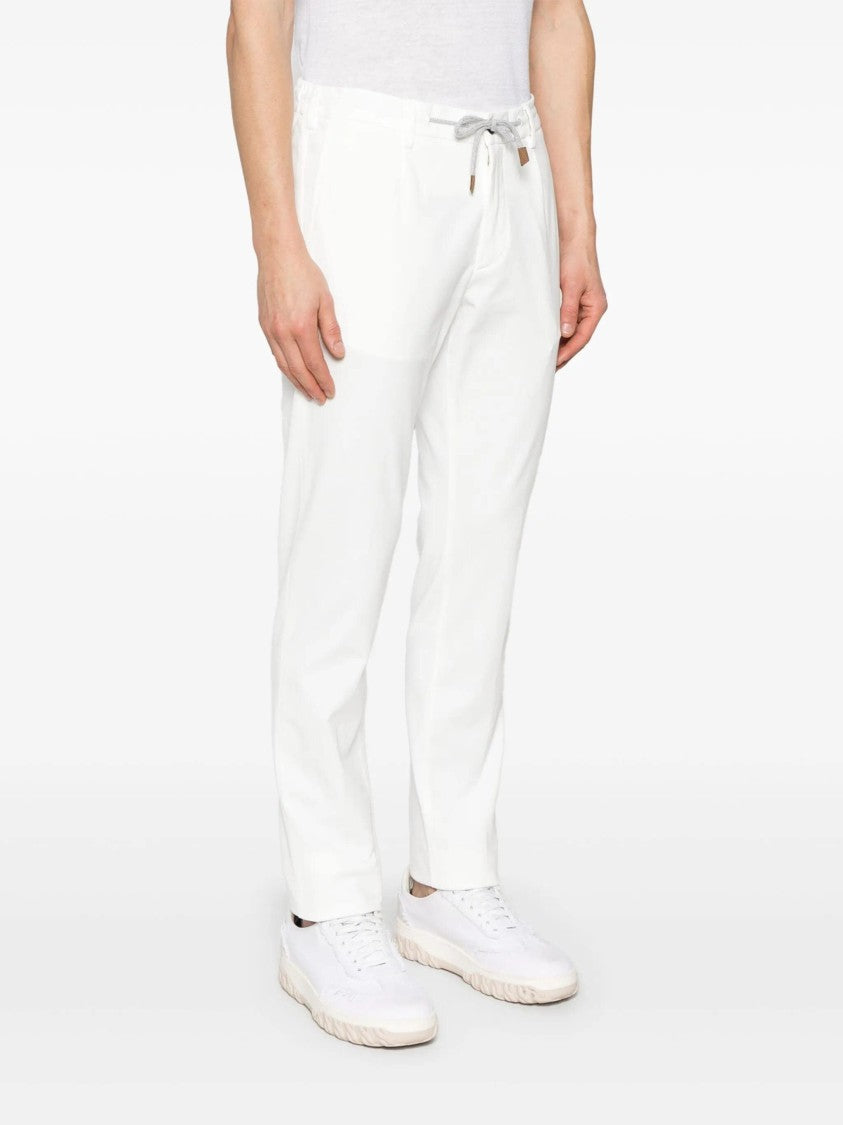Eleventy White Relaxed Fit Minimalist Drawstring Pants