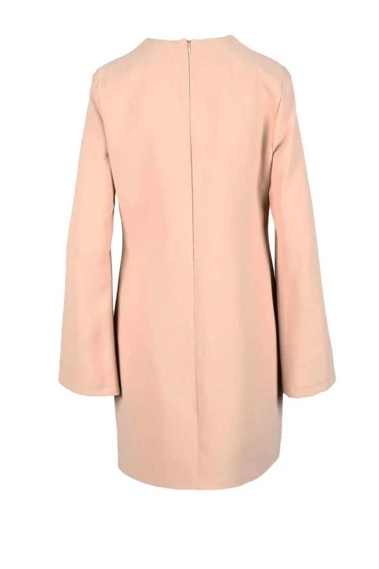 Access Fashion Beige Dress With Deep V-Neckline