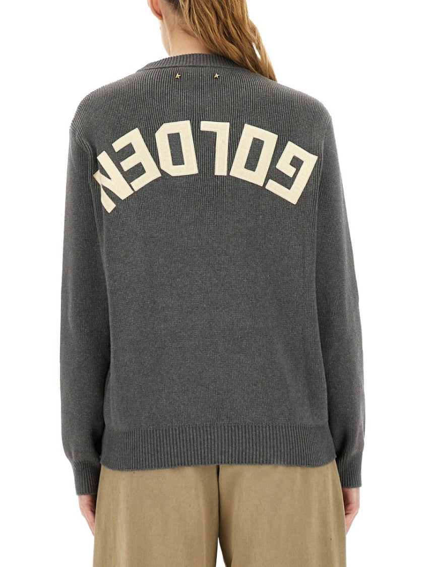 Golden Goose Relaxed Fit Ribbed Knit Jersey With Bold Logo Detail