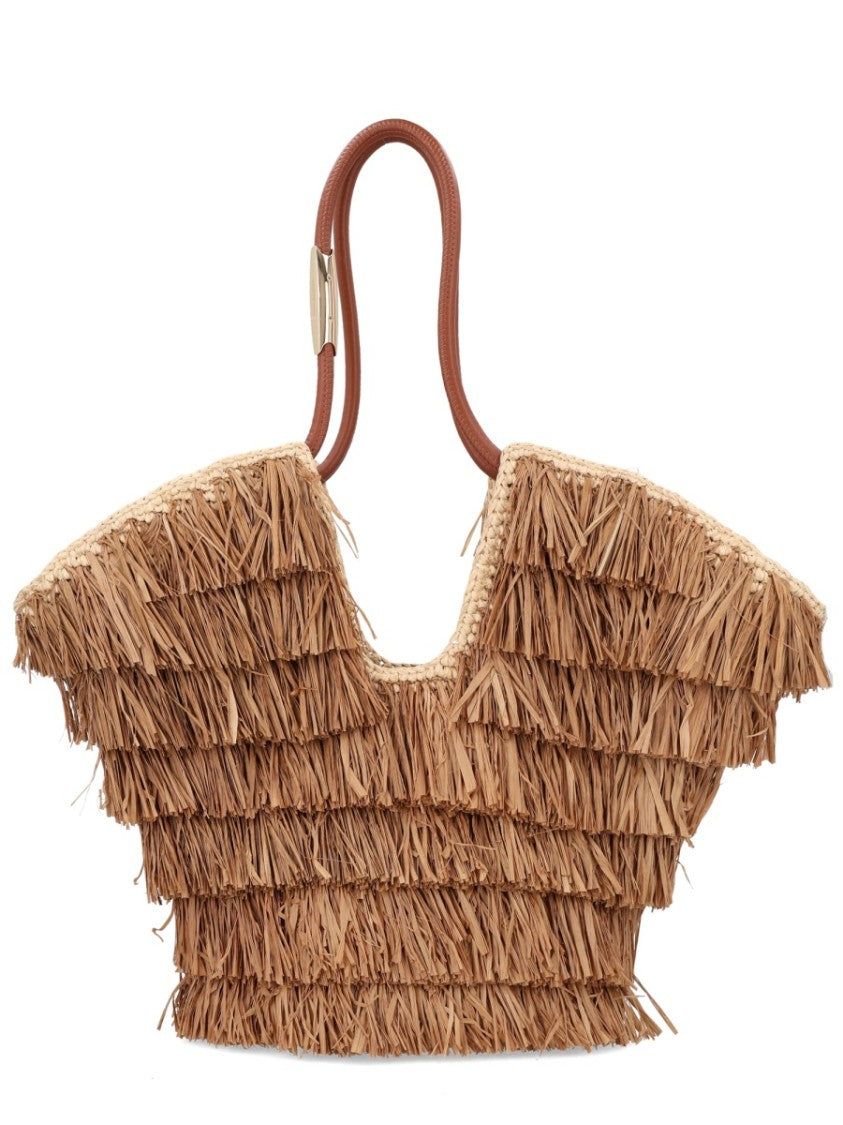 Zimmermann Neutrals Goldentime Layered Fringed Tote Bag