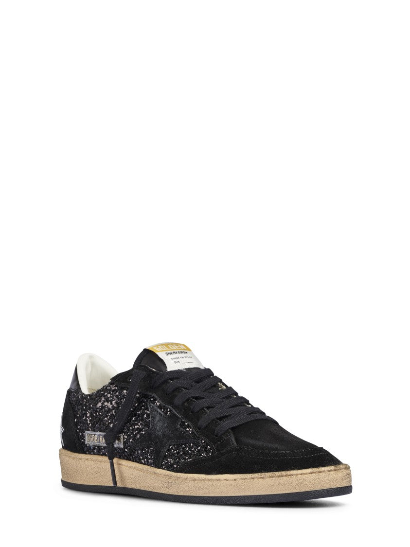 Golden Goose Glitter-Embellished Low-Top Sneakers With Suede Toe And Vintage Accents