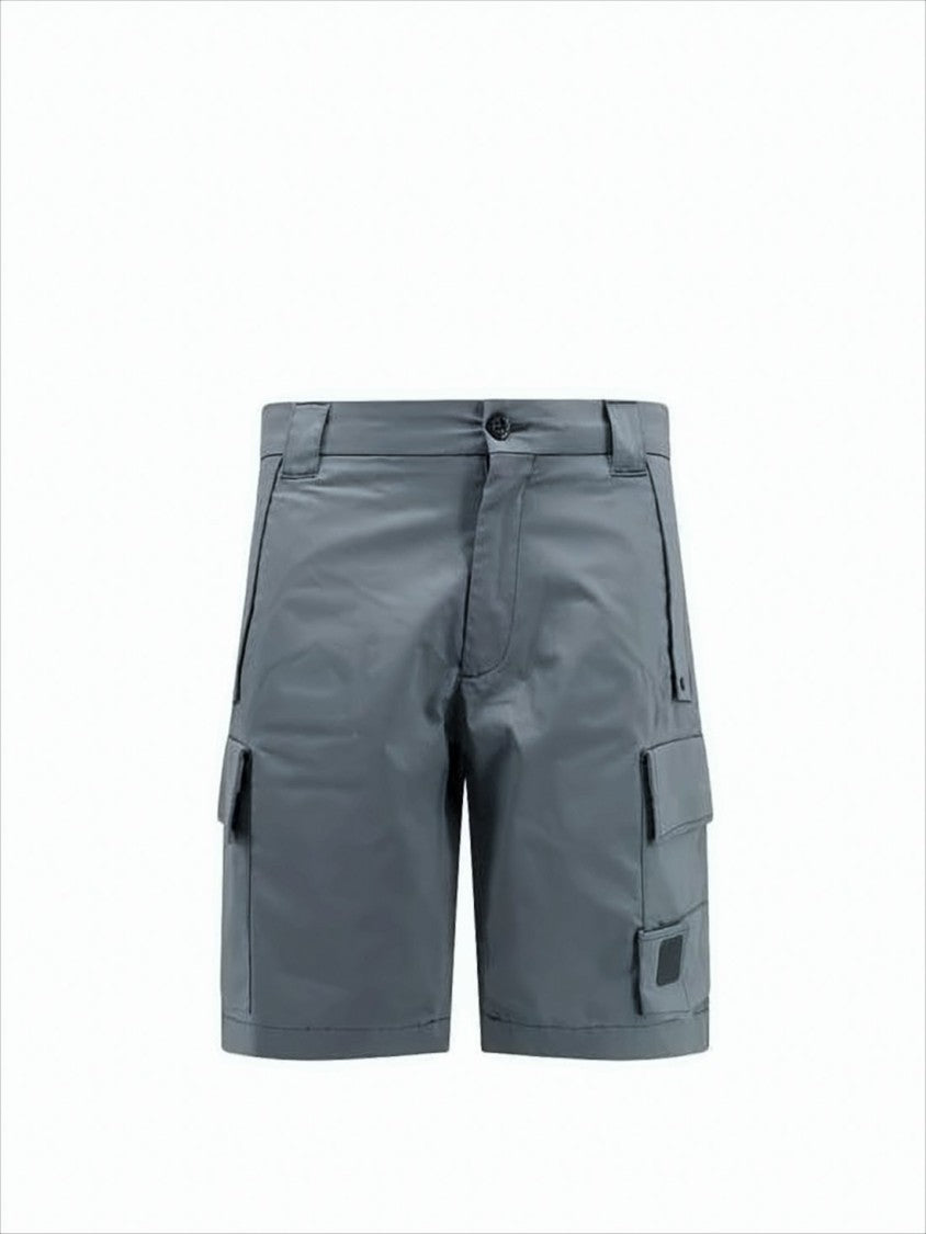 C.P. Company Structured Grey Shorts With Multiple Pockets And Logo Detail