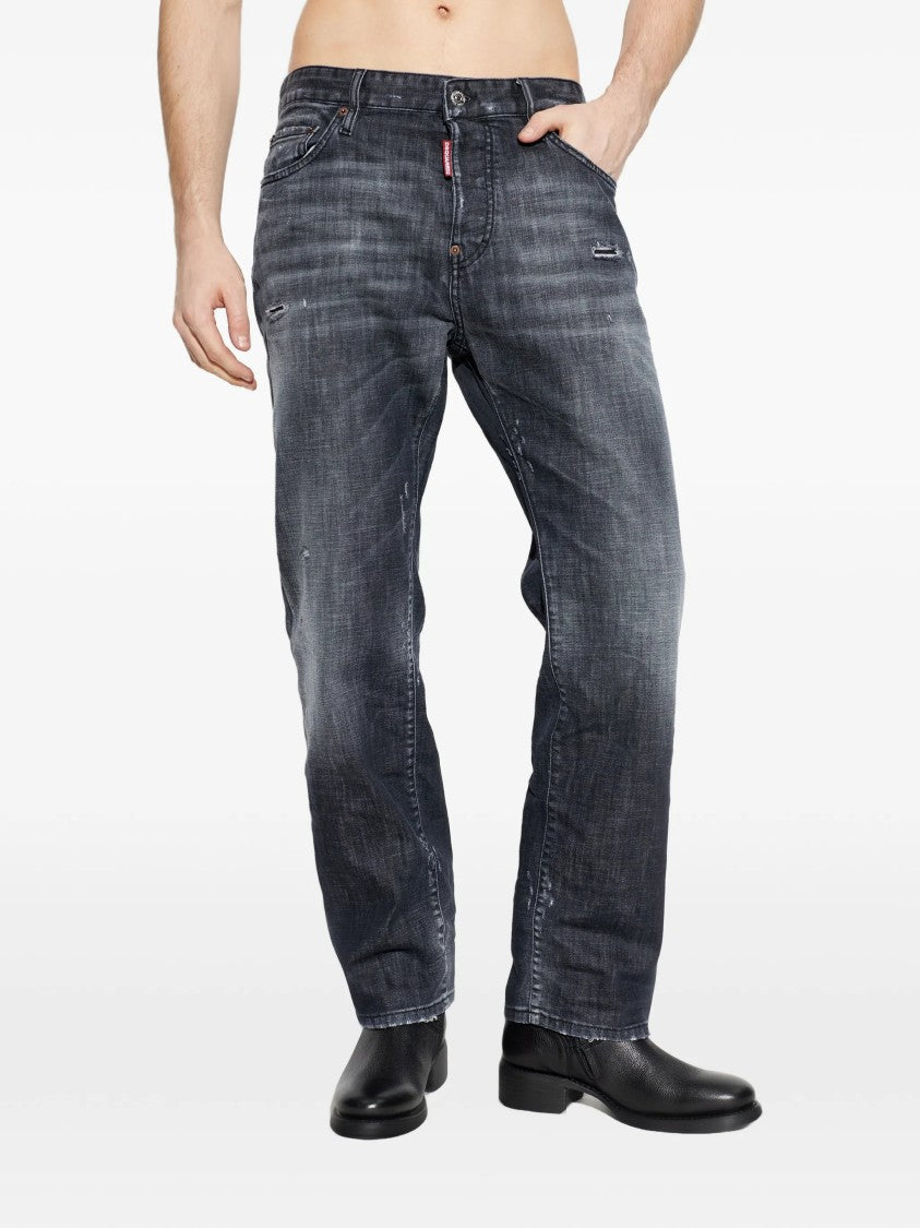 Dsquared2 Relaxed Fit Faded Black Denim Jeans