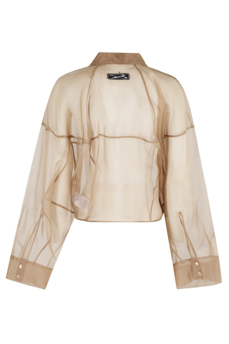 Erika Cavallini Cropped Oversized Silk Organza Shirt