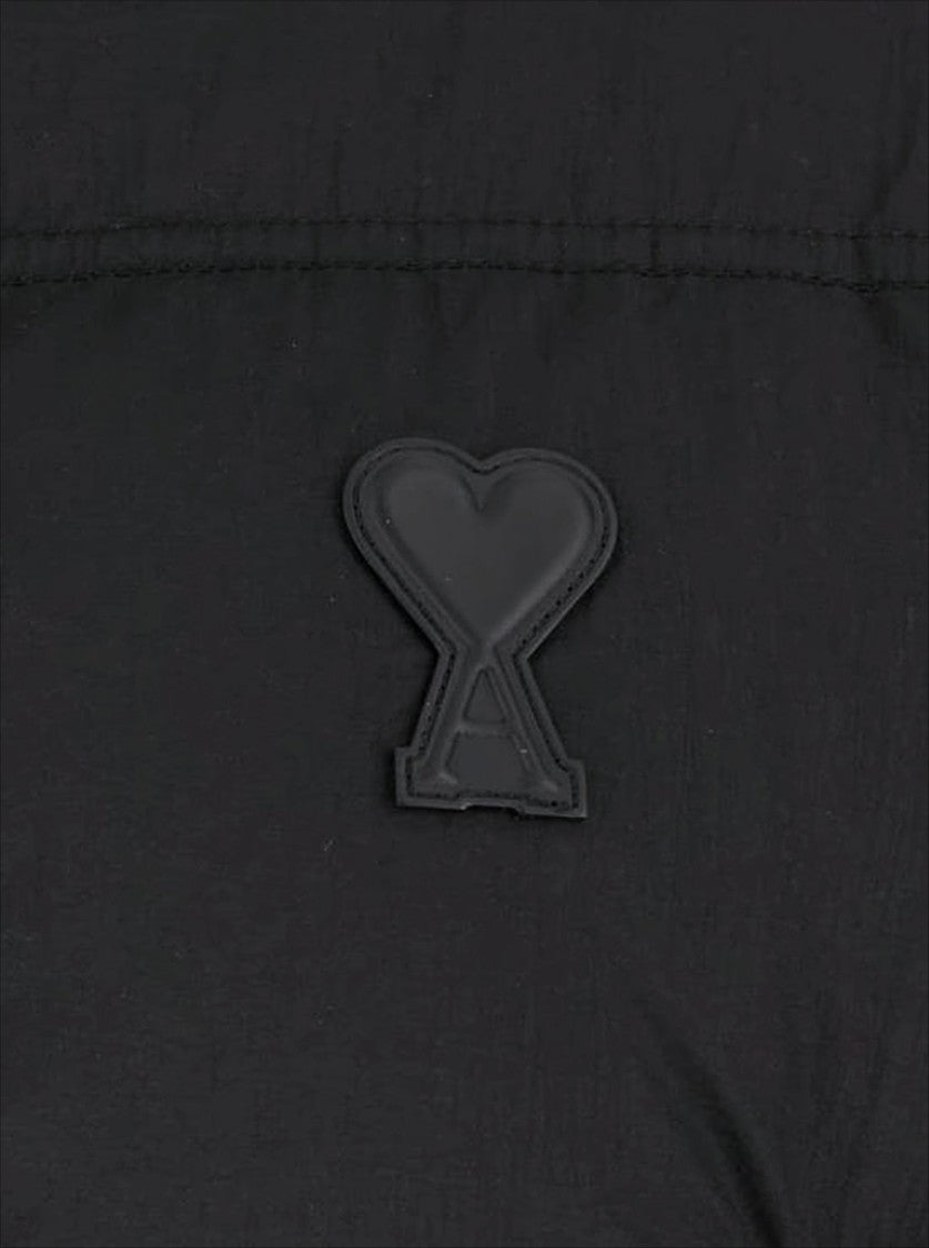 Ami Cropped Puffer Jacket With High Collar And Quilted Design