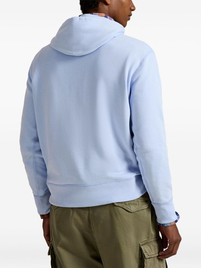 Polo Ralph Lauren Light Blue Drawstring Hooded Sweater With Front Pouch Pocket