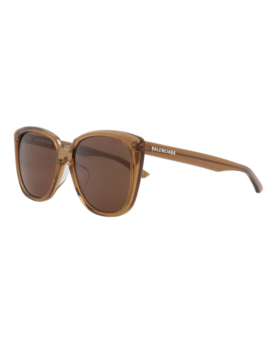 Balenciaga Translucent Brown Square-Frame Acetate Sunglasses With Saddle Nose Bridge