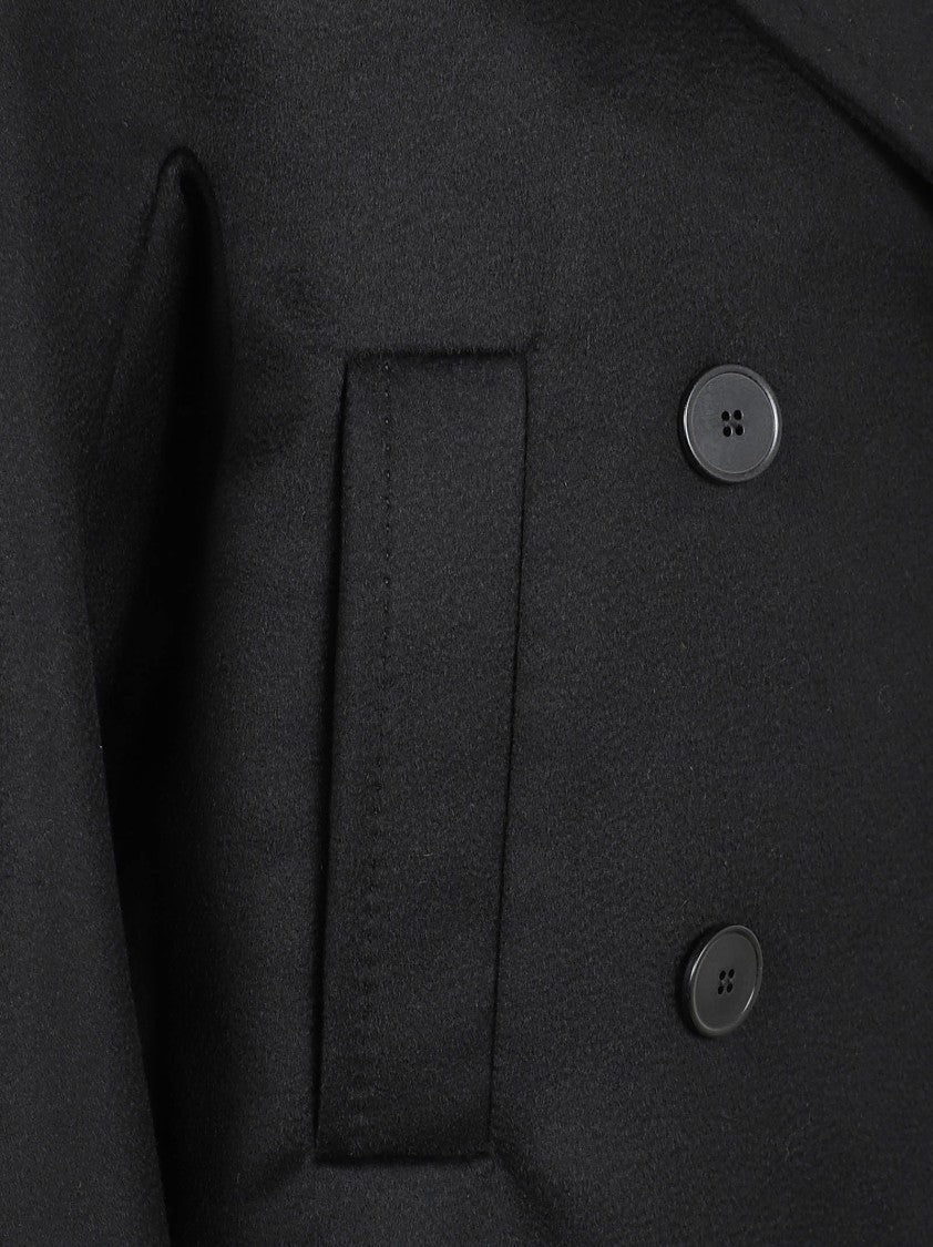 Max Mara Double-Breasted Black Wool Coat With Structured Silhouette