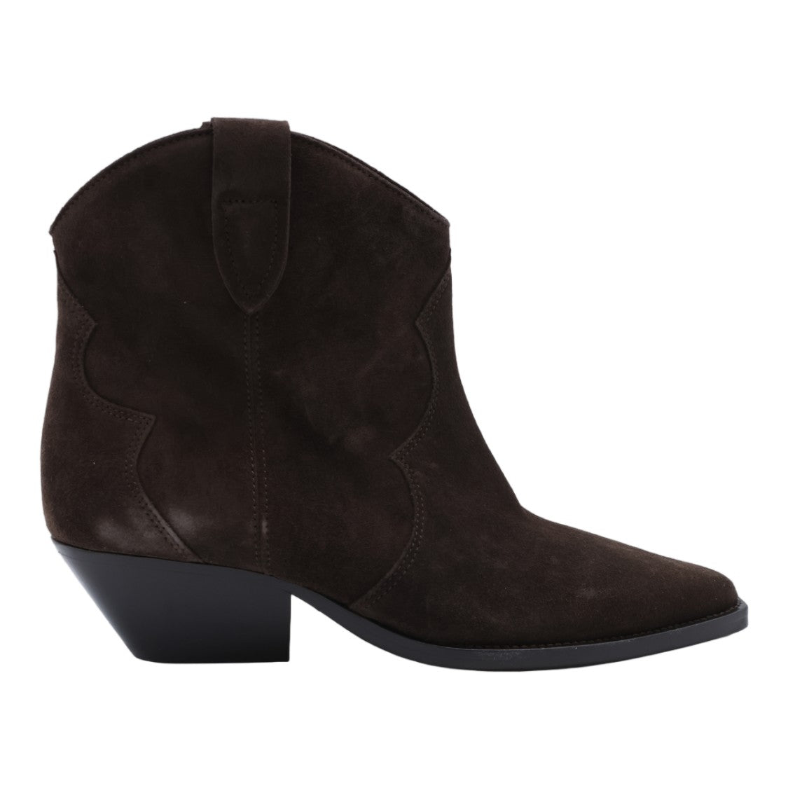 Isabel Marant Pointed Toe Suede Ankle Boots With Western Stitching