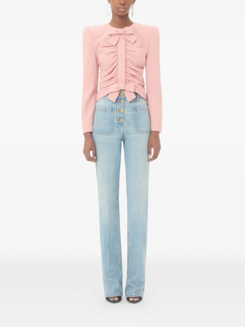 Valentino High-Waisted Straight-Leg Denim Pants