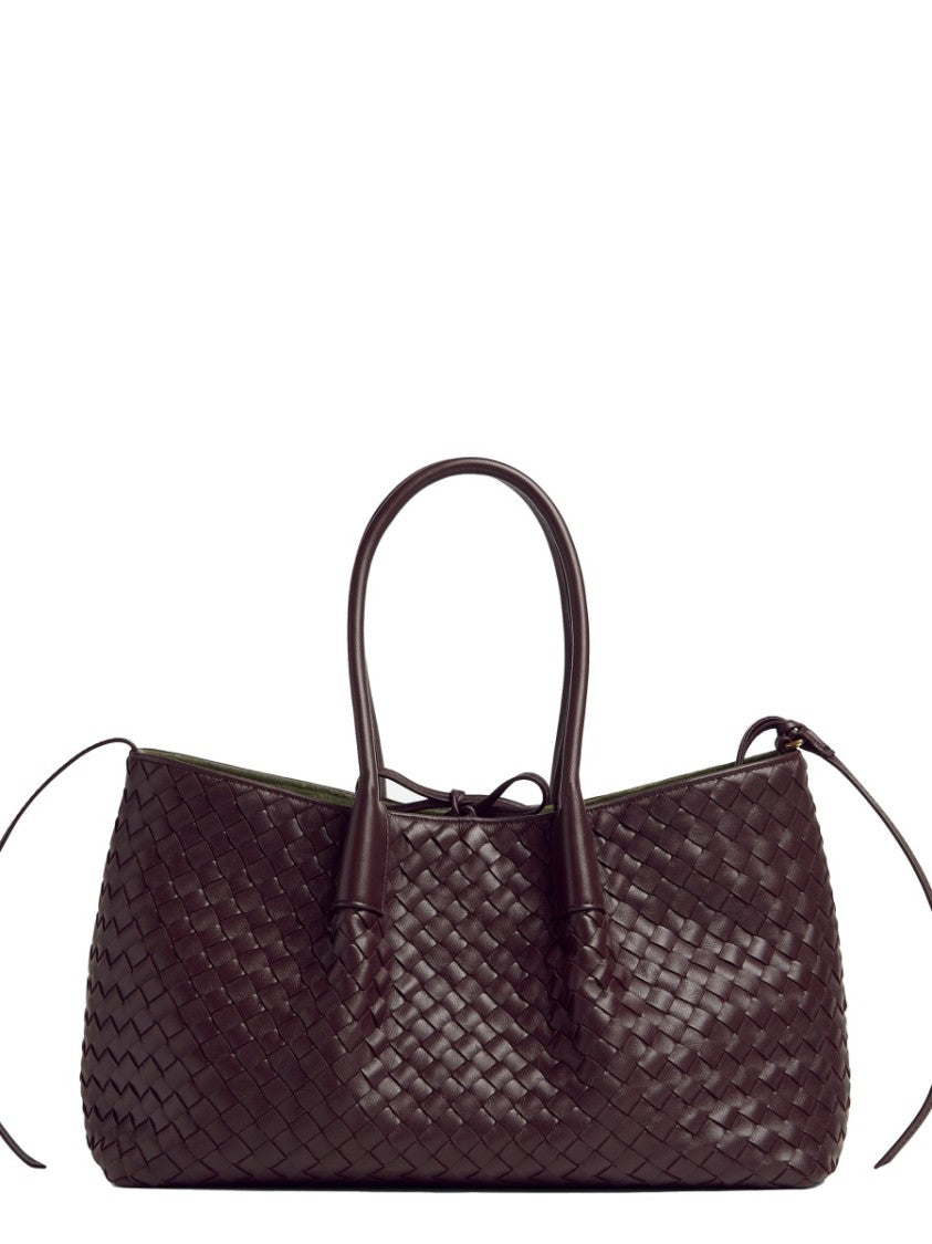 Bottega Veneta Reversible Olive Suede And Dark Brown Leather Tote