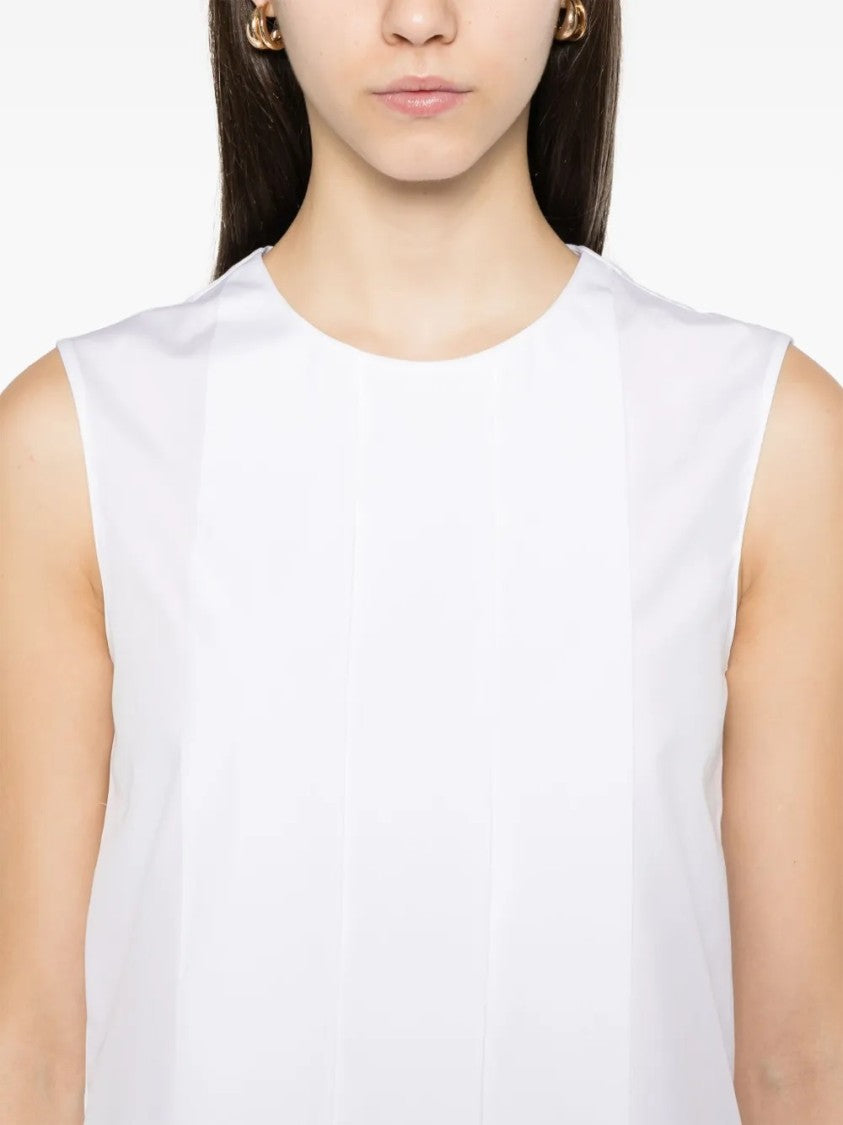 Marni Sleeveless White Cotton Top With Design