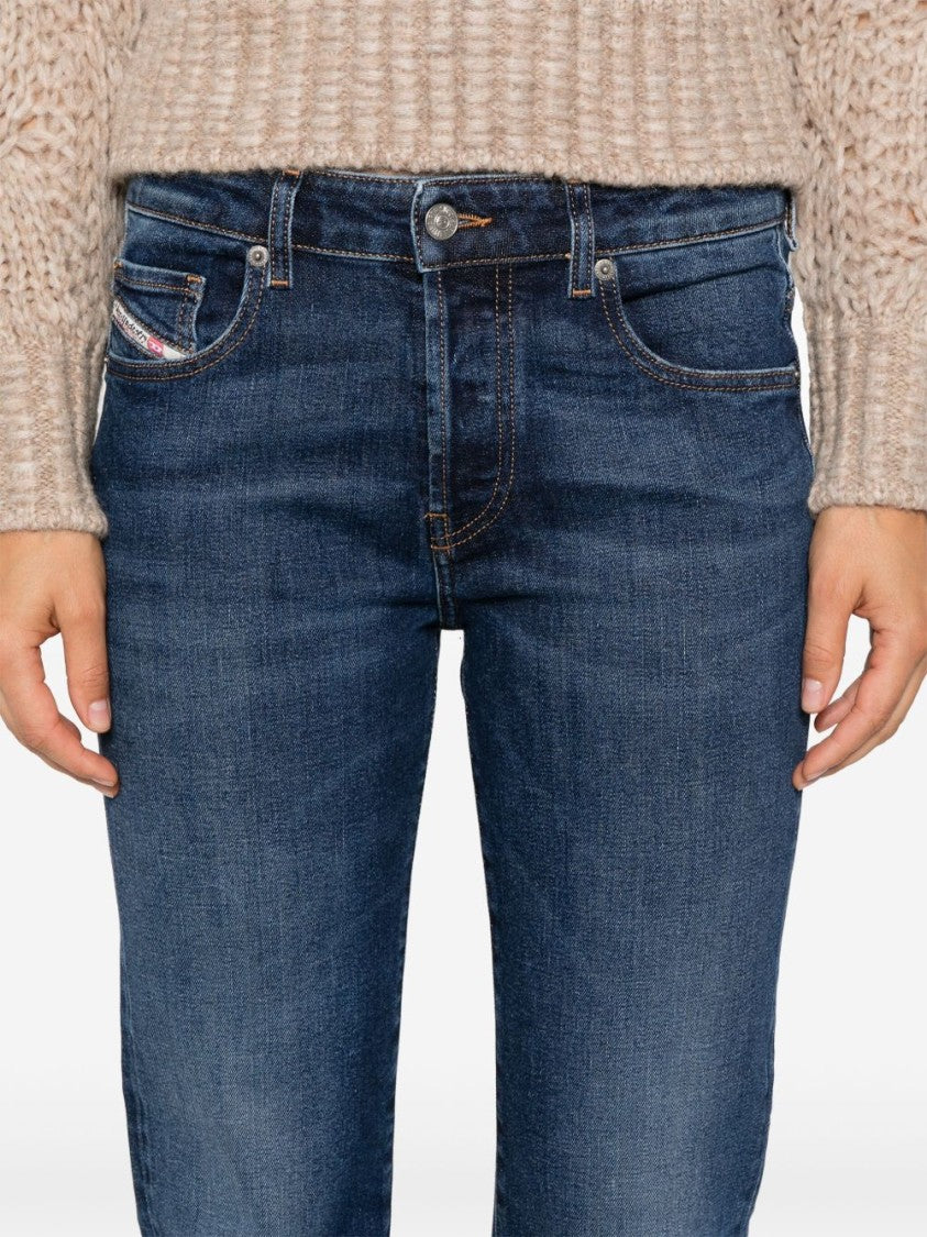 Diesel Indigo Blue Straight Leg Washed Jeans