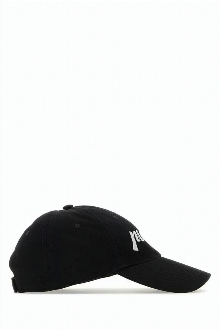 Marni Curved Brim Black Cotton Baseball Cap With Bold Logo