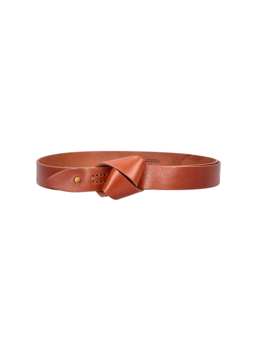 Isabel Marant Lassio Front Knot Adjustable Brown Leather Belt