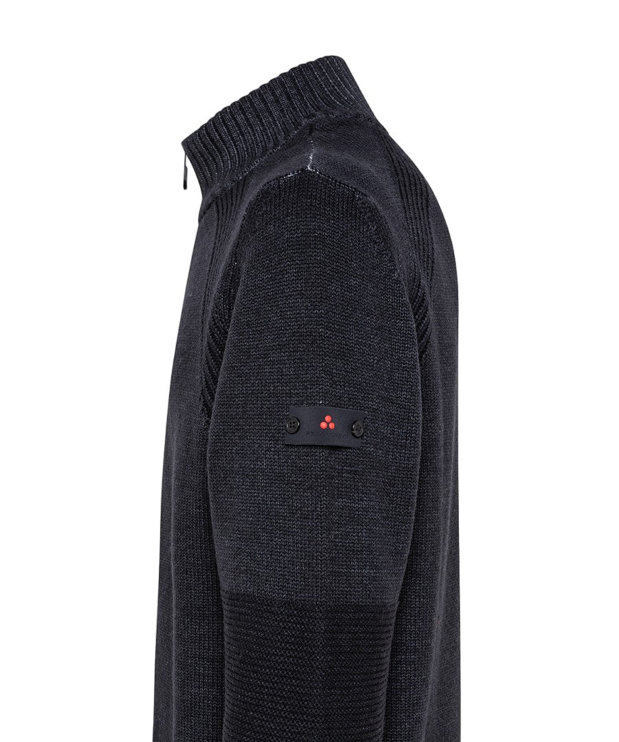 Peuterey Anthracite Pure Wool Tricot Zip Cardigan