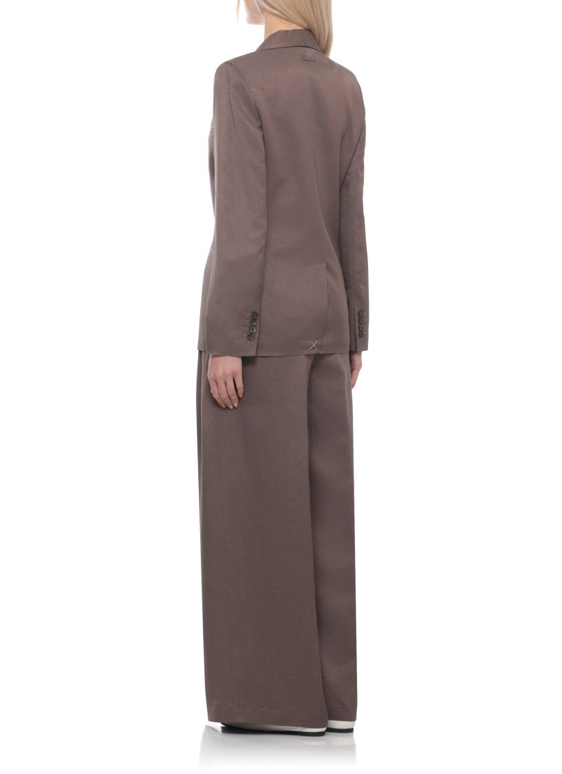 Peserico Brown Viscose Shawl Collar Blazer