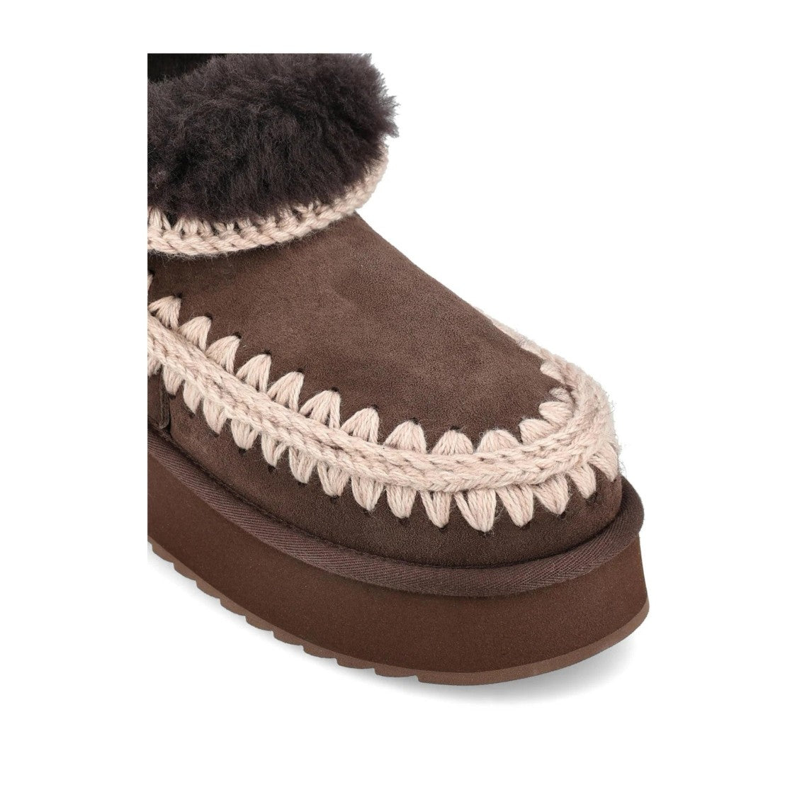 Mou Brown Eskimo Sheepskin Whipstitch Mini Boots