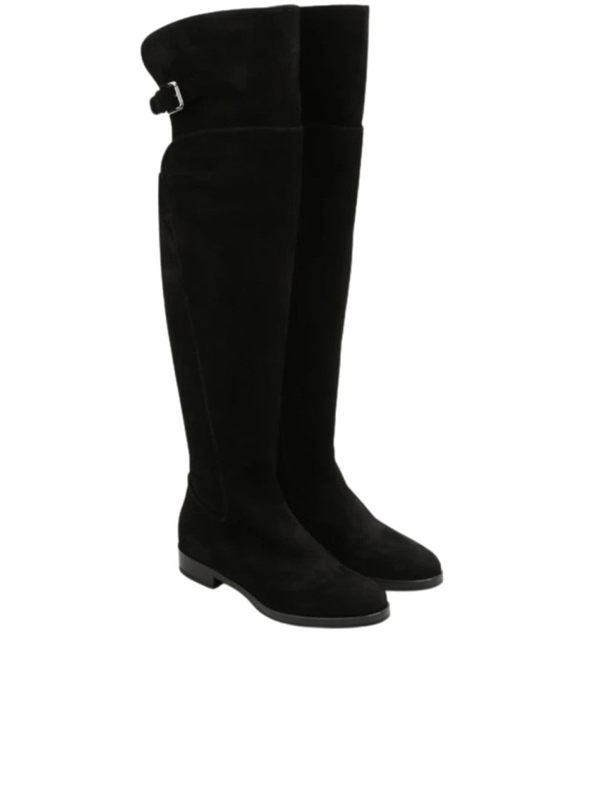 Dolce & Gabbana Tall Black Leather Decorative Buckle Boots