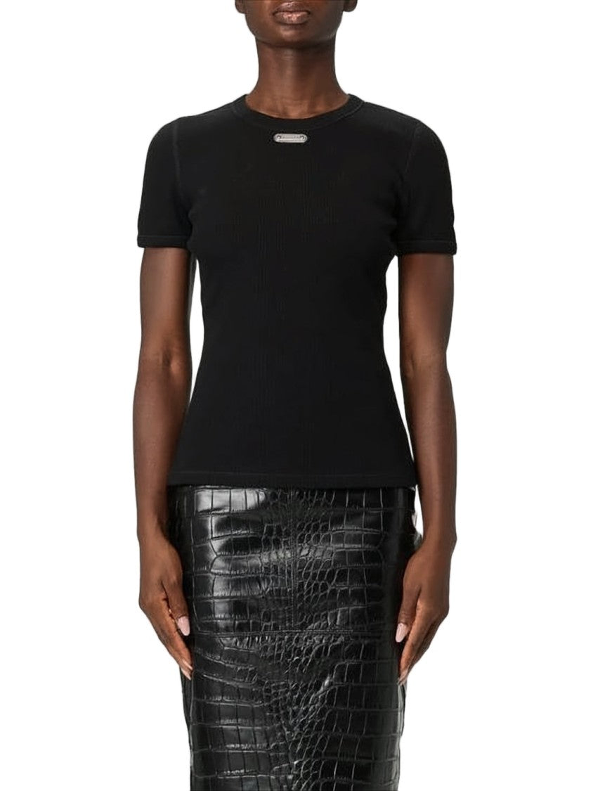 Alexander Mcqueen Fitted Ribbed Black Top