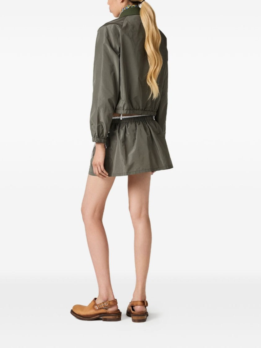Miu Miu Black Cropped Boxy Zip-Up Jacket
