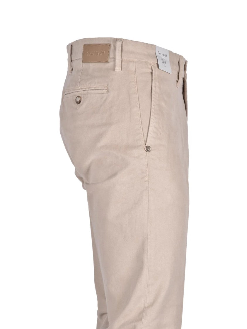 Re-Hash Beige Trousers With Slim Fit And Tapered Leg Design