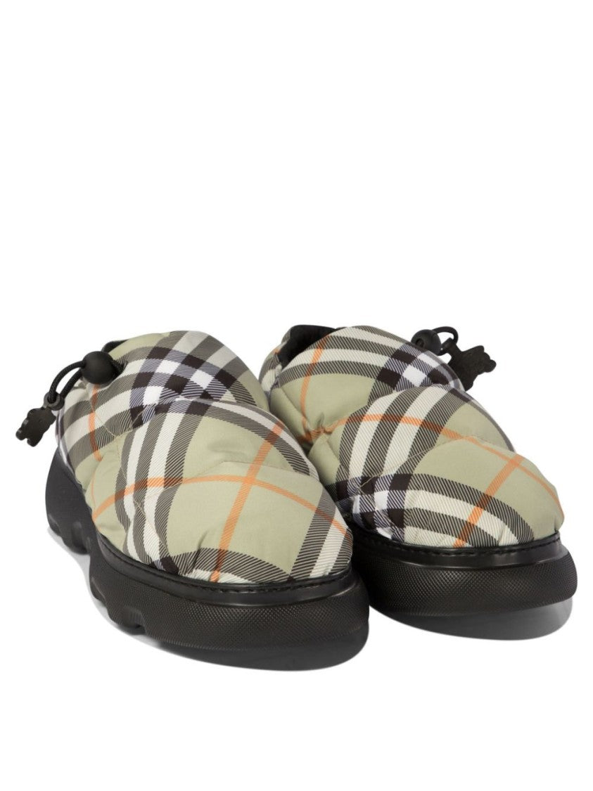 Burberry Quilted Green Sandals With Classic Check Pattern