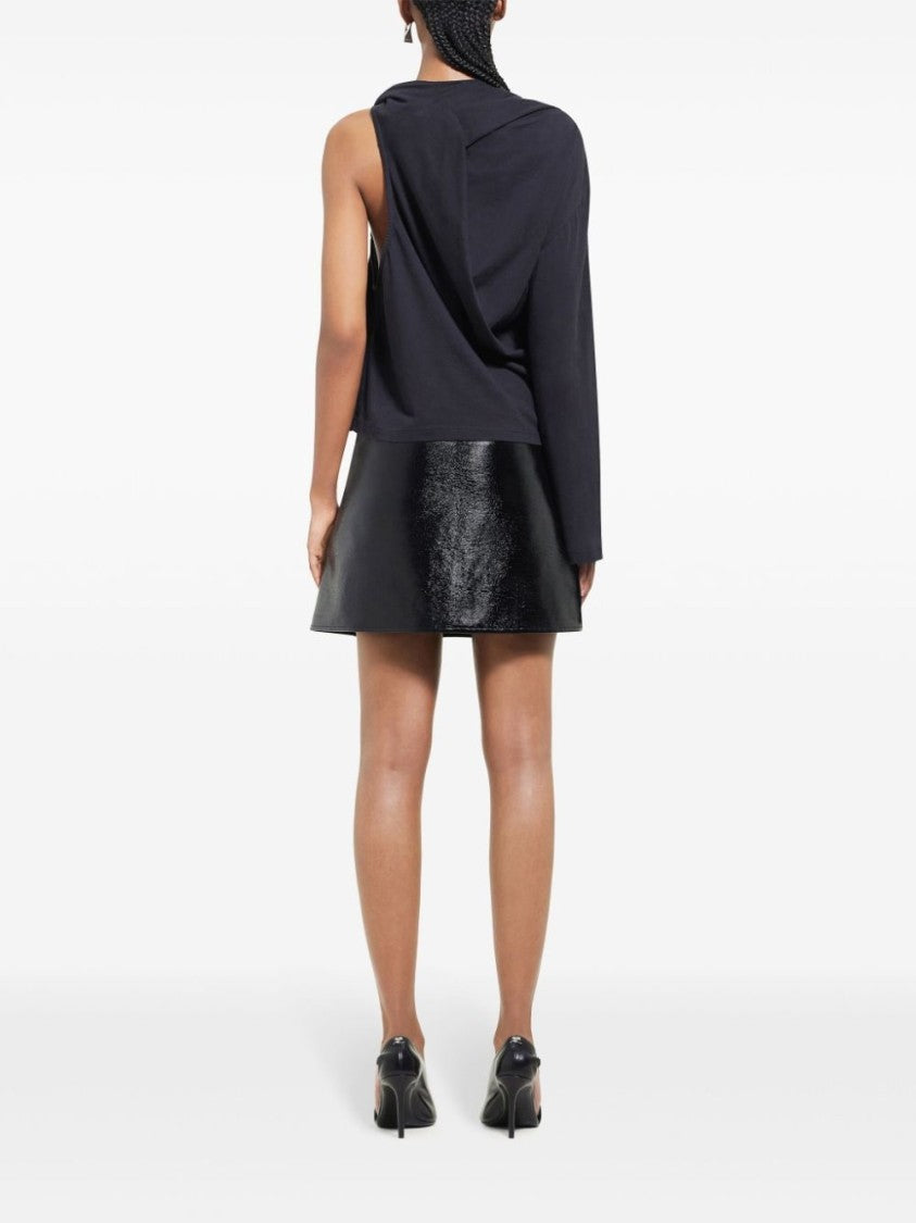 Courrèges Mid-Rise Black Cotton Blend Skirt