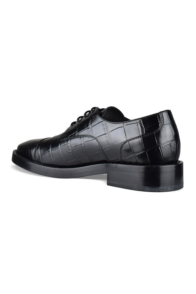 Balenciaga Crocodile-Print Calfskin Derby Shoe