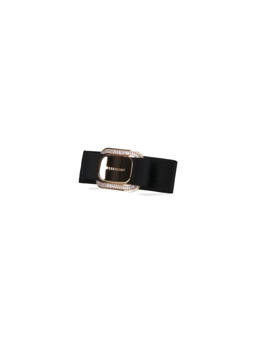 Ferragamo "Vara" Grosgrain Hair Clip – Black