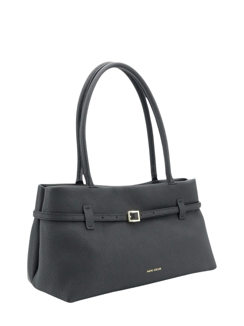 Manu Atelier Gray Le Cambon Textured Leather Handbag