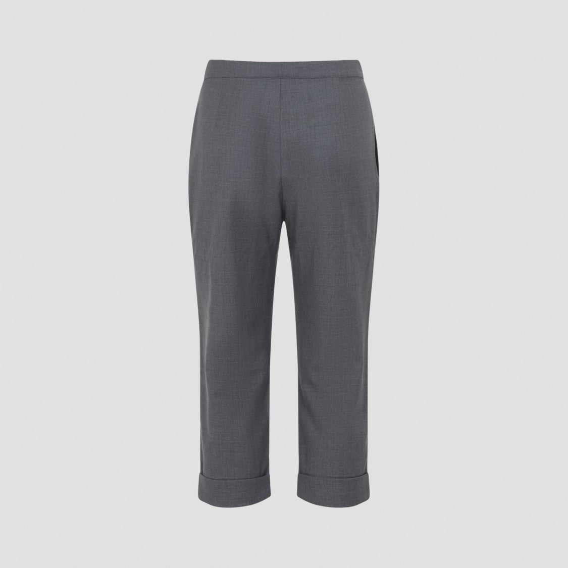 Co Relaxed Grey Wool Trousers With Adjustable Waistband