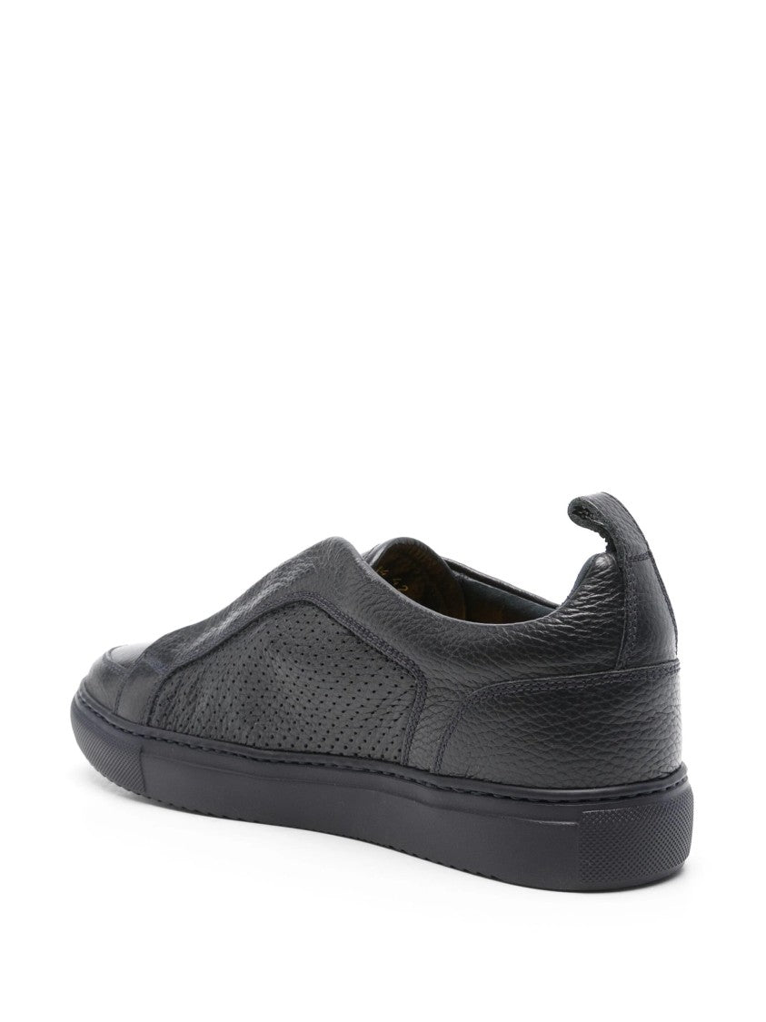 Doucal's Blue Trainers With Textured Leather