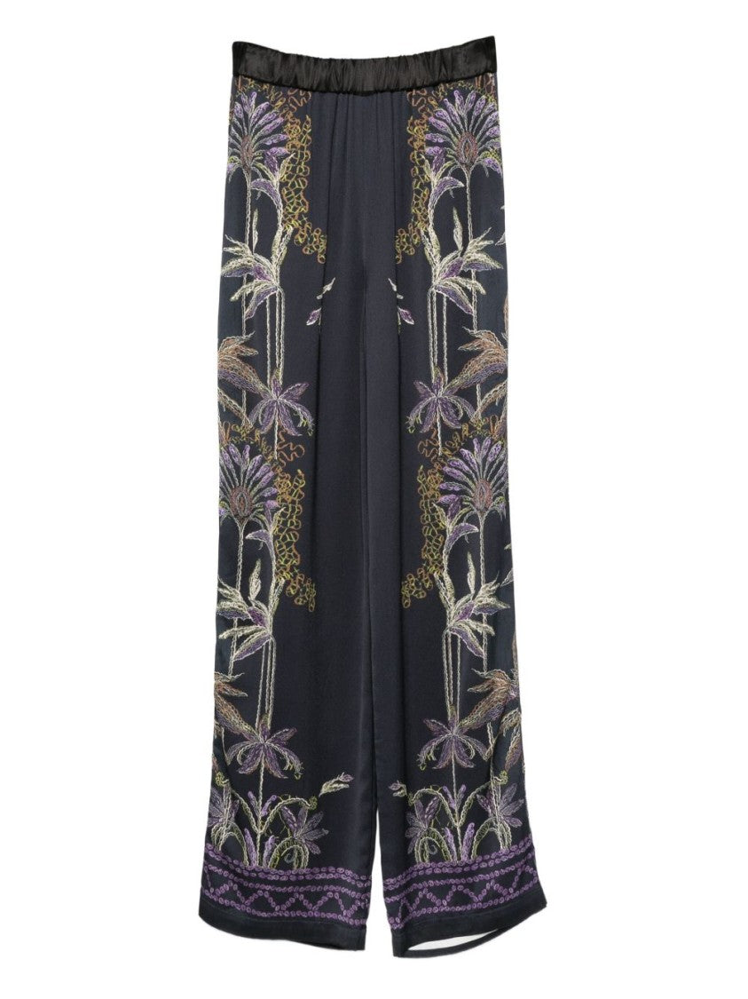 Forte Forte Wide-Leg Trousers With Botanical Embroidery