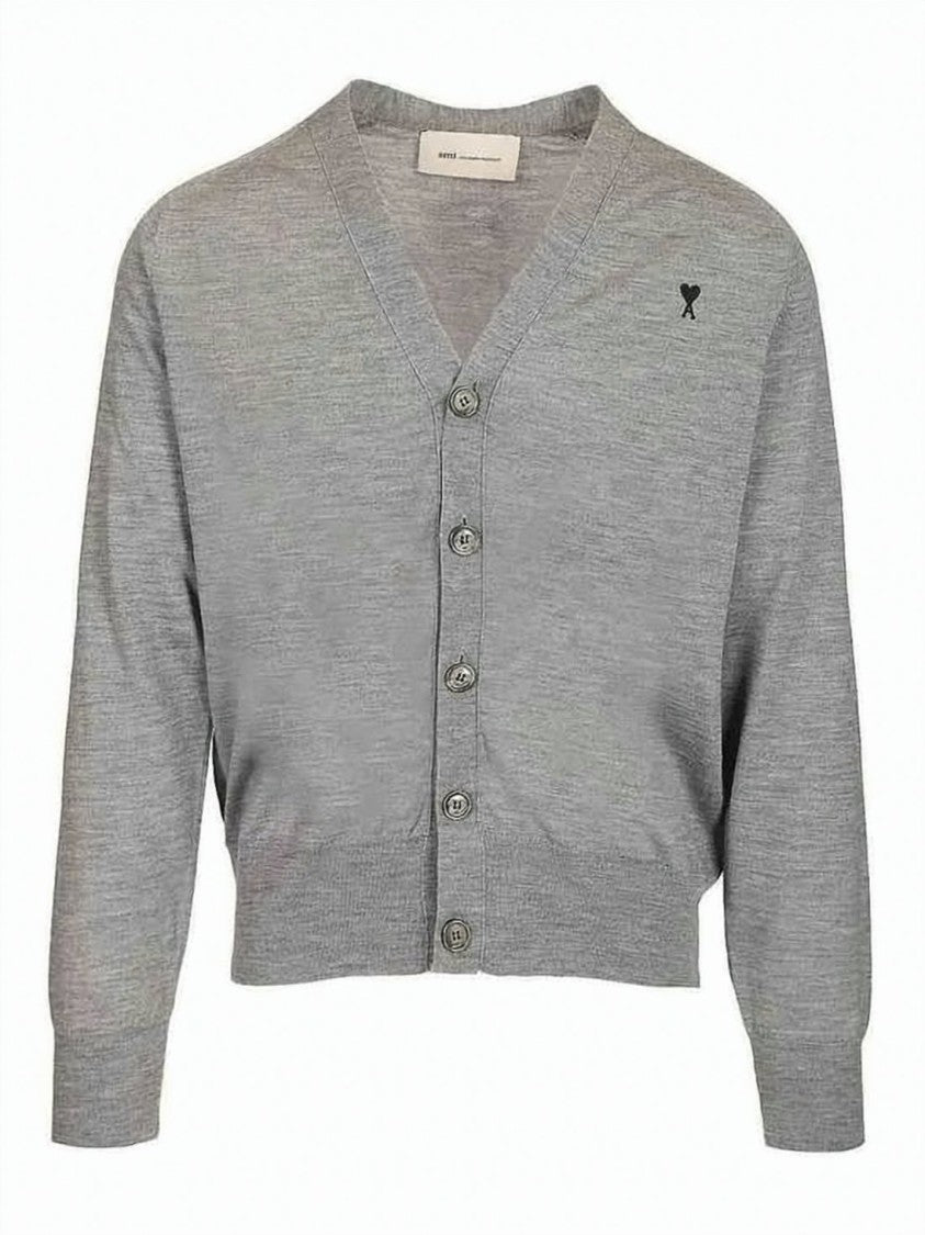 Ami Paris Heart Logo Alexandre Mattiussi Wool Cardigan