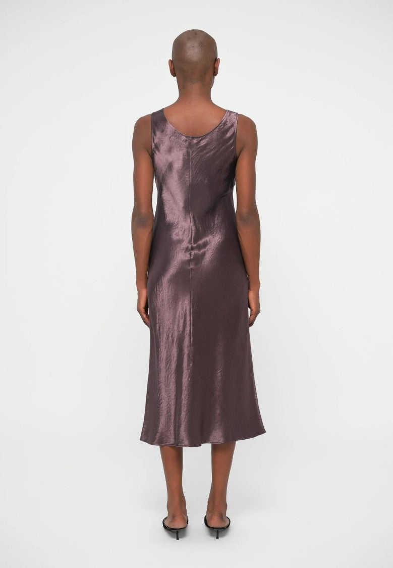Max Mara Burgundy Sleeveless Midi Dress With Classic Cut