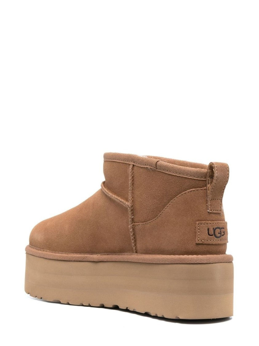 Ugg Brown Low Ankle Plush Lined Platform Boots