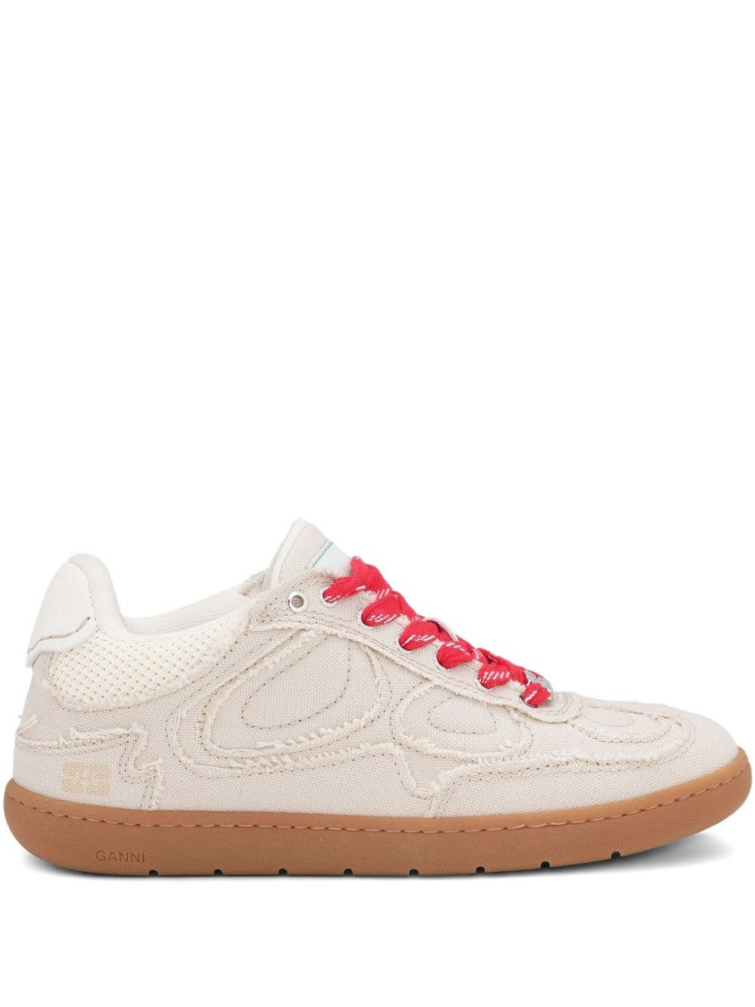 Ganni Beige Sneakers With Contrasting Gum Sole