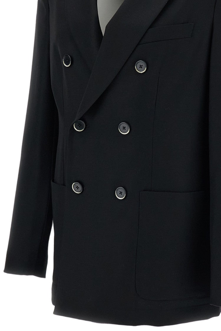 Barena Black Doria Stretch Wool Flannel Notch Lapels Blazer