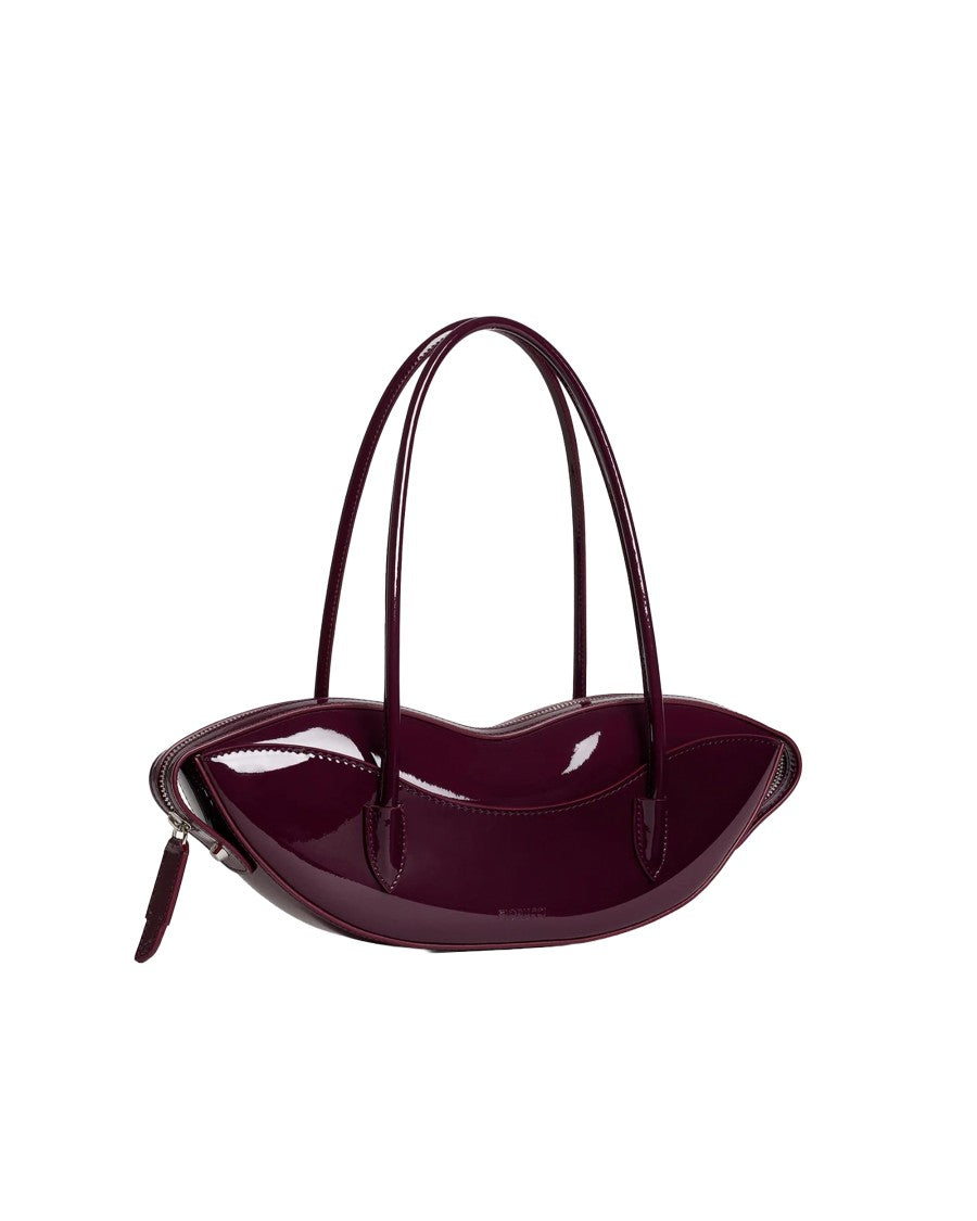 Fiorucci Burgundy Vinyl Lips Silhouette Handbag