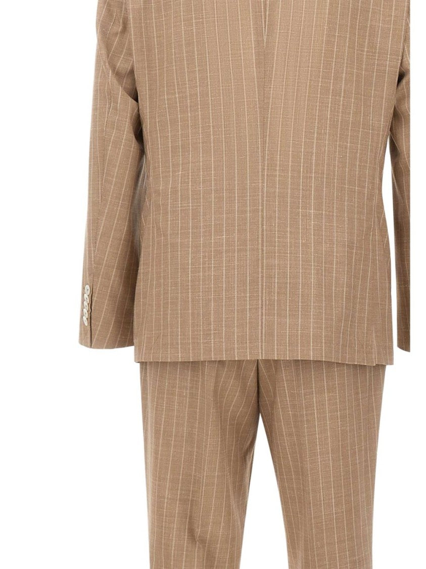 Boss Camel Tailored Camel Two-Piece Suit With Pinstripe Blazer And Trousers