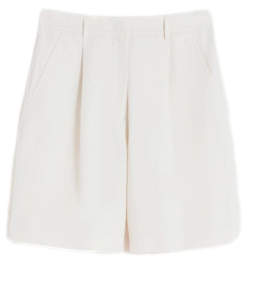 Max Mara Ecru Wkdecuba Cotton Linen Shorts