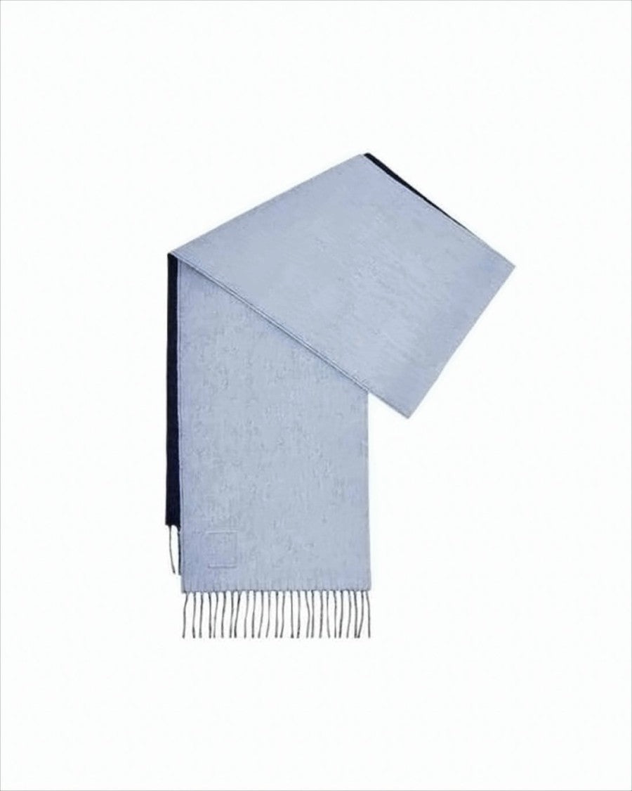 Loewe Reversible Wool And Cashmere Scarf With Fringed Ends