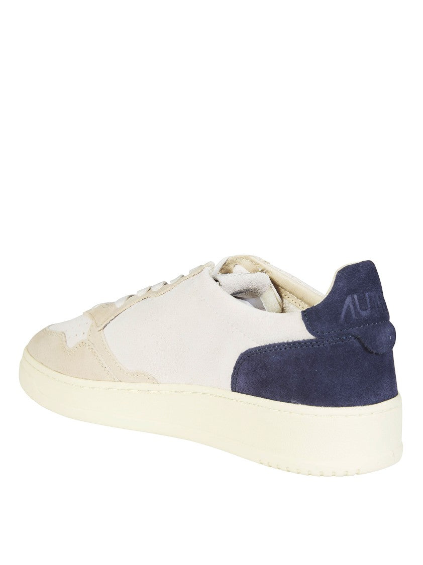 Autry Off-White Medalist Low Navy Suede Sneakers